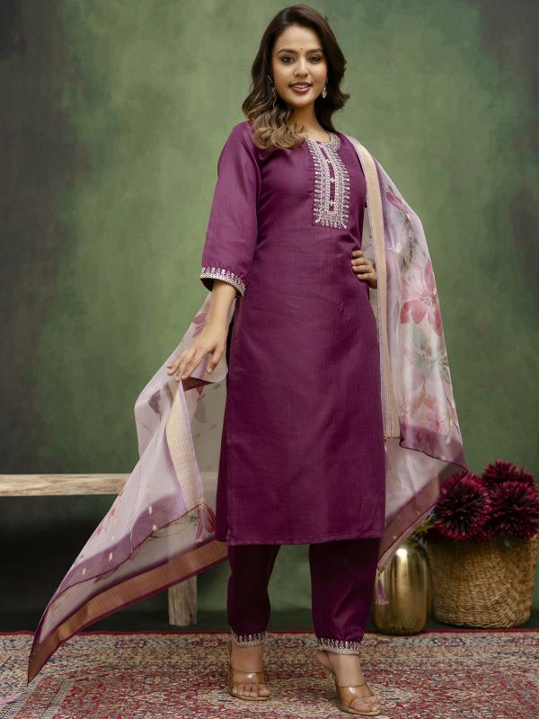 VP 9719 P Women Kurta and Trousers Pant Sets Cotton Blend